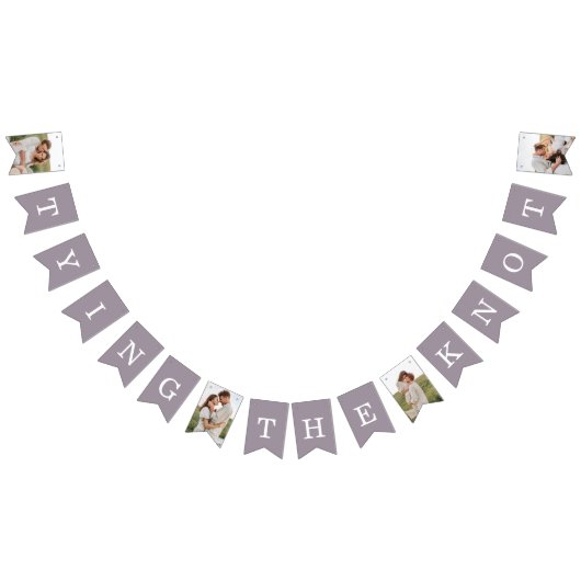 4枚のフォト婚約パーティ紫のバンティングフラグ バンティングフラッグ (全)