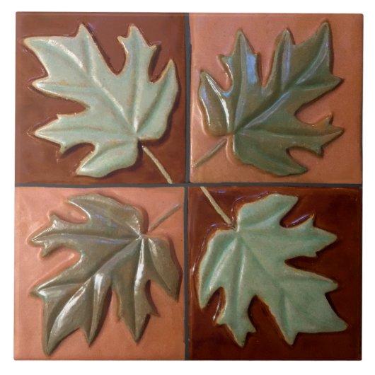 4枚のメープルを使用したセラミッ葉クタイル タイル (正面)