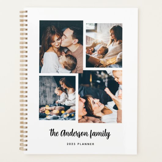 4枚のモダン写真コラージュ プランナー手帳 (正面)