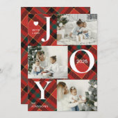 4枚のモダン写真コラージュ | 喜びメリークリスマス シーズンカード (正面/裏面)