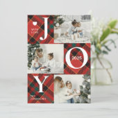 4枚のモダン写真コラージュ | 喜びメリークリスマス シーズンカード (スタンド正面)