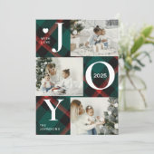 4枚のモダン写真コラージュ | 喜びメリークリスマス シーズンカード (スタンド正面)