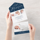 4枚の写メリー真の誕生発表 オールインワン招待状 (貼ってはがせる)