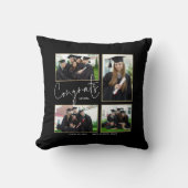 4枚の写真おめでとう名大学院ブラックスロー クッション (正面)