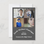 4枚の写真がコラージュ・グレー3x5 – 卒業発表 招待状 (正面)