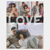 4枚の写真がハートとコラージュ フリースブランケット (正面)