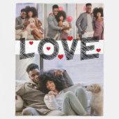 4枚の写真がハートとコラージュ フリースブランケット (正面)