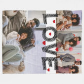 4枚の写真がハートとコラージュ フリースブランケット (正面(横))