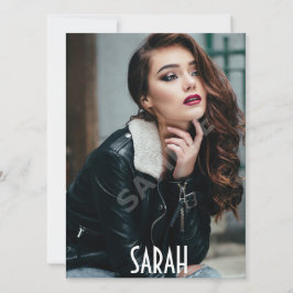 4枚の写真が使えるモデル用ヘッドショットコンポジットカードのホワイトテンプレート 招待状