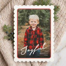 4枚の写真が入るクラシックなホタテフレームのクリスマスカード