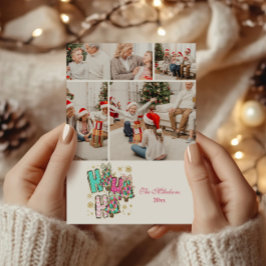 4枚の写真が入る陽気なハッピー・クリスマス家族デザイン シーズンカード