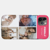 4枚の写真が入れられるピンクの家族フォトコラージュ Case-Mate iPhoneケース (裏面(横))