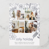 4枚の写真が楽しめるノルディックスタイルのクリスマスカード 花 箔シーズンカード (正面)