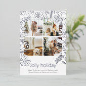 4枚の写真が楽しめるノルディックスタイルのクリスマスカード 花 箔シーズンカード (立ち正面)