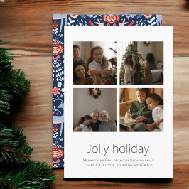 4枚の写真が楽しめるホリデー ノルディックパターン クリスマスカード カード