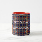 4枚の写真が特徴の最高の祖母 Plaid Tartan マグカップ (中央)