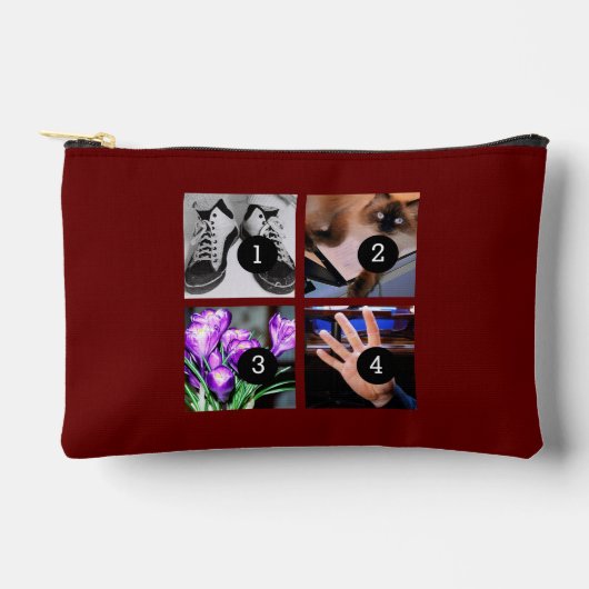 4枚の写真が独自のオリジナル アクセサリーポーチ (正面)