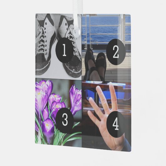 4枚の写真が自分の形見を作る ガラスオーナメント (正面左)