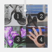 4枚の写真が自分の形見を作る ガラスオーナメント (正面)