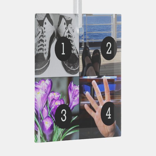 4枚の写真が自分の形見を作る ガラスオーナメント (正面右)