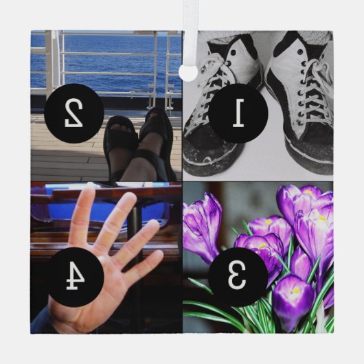 4枚の写真が自分の形見を作る ガラスオーナメント (裏面)