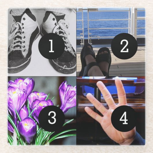 4枚の写真が自分の形見を作る ガラスコースター (正面)