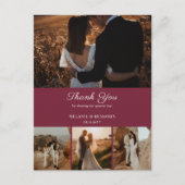 4枚の写真が飾れる ピンクのロマンチックな花柄の感謝を伝えるポストカード ポストカード (正面)