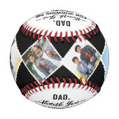 4枚の写真でパパありがとうカスタムメッセージ 野球ボール (裏面)