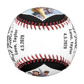 4枚の写真でパパありがとうカスタムメッセージ 野球ボール (正面)