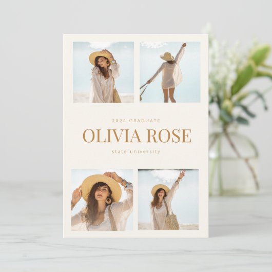 4枚の写真で卒業発表 招待状 (スタンド正面)