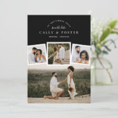 4枚の写真で構成されるコラージュの結婚式延期のお知らせカード セーブザデート (スタンド正面)