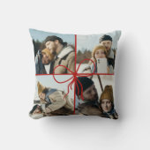 4枚の写真で紐を結んだクリスマス 新婚夫婦向け モダン クッション (正面)