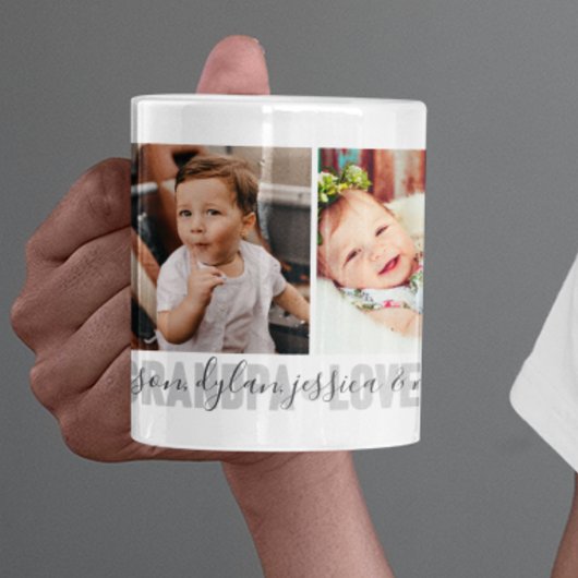 4枚の写真とお名前入り おじいちゃん大好きマグカップ コーヒーマグカップ