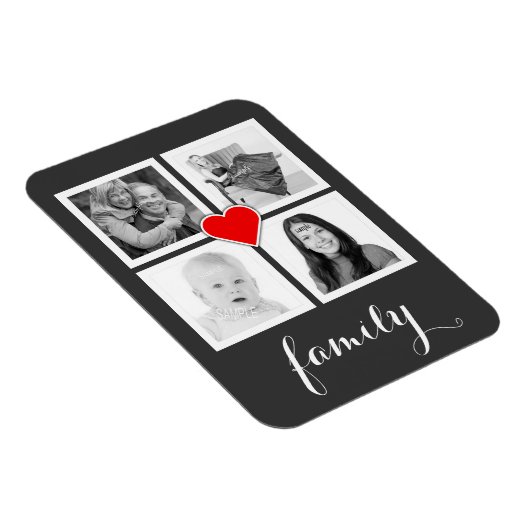 4枚の写真とハートがある家族 マグネット (右側)