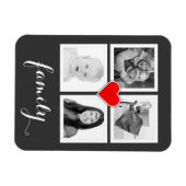 4枚の写真とハートがある家族 マグネット (横)