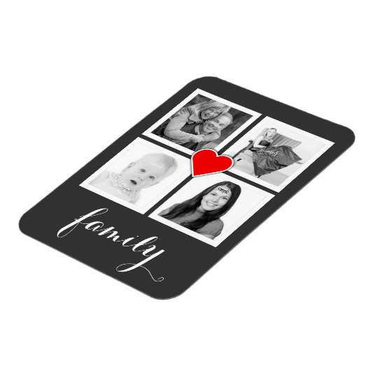 4枚の写真とハートがある家族 マグネット (左側)