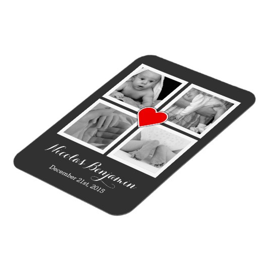 4枚の写真とハートがある家族 マグネット (左側)