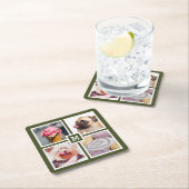 4枚の写真とモノグラムのコースター スクエアペーパーコースター (インサイチュ)