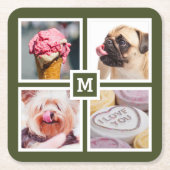 4枚の写真とモノグラムのコースター スクエアペーパーコースター (正面)