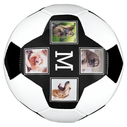 4枚の写真とモノグラムのサッカーボール サッカーボール (回転)