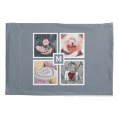 4枚の写真とモノグラムのリバーシブルピローケース 枕カバー (裏面)