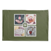 4枚の写真とモノグラムのリバーシブル枕ケース 枕カバー (裏面)