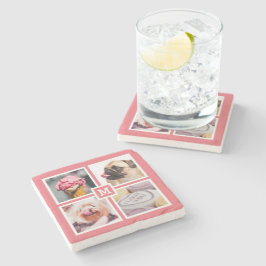 4枚の写真とモノグラムの石コースター ストーンコースター