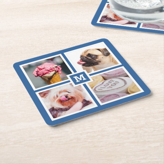 4枚の写真とモノグラムコースター スクエアペーパーコースター (アングル)