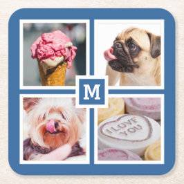 4枚の写真とモノグラムコースター スクエアペーパーコースター