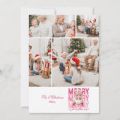 4枚の写真とヴィンテージ ピンクのくるみ割り人形クリスマス シーズンカード (正面)