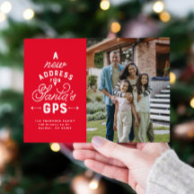 4枚の写真と一緒に移動アナウンスメントクリスマスカード