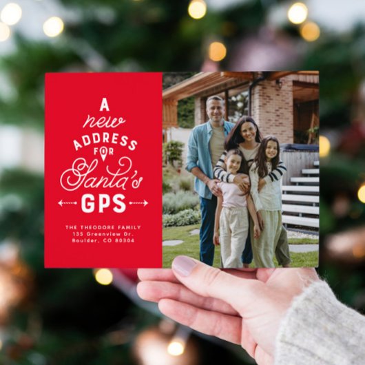 4枚の写真と一緒に移動アナウンスメントクリスマスカード シーズンカード