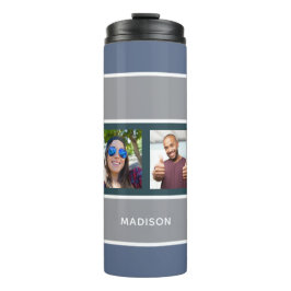 4枚の写真と名前のパターンタストライプンブラー タンブラー