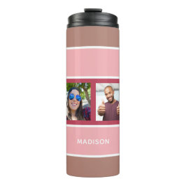 4枚の写真と名前のパターンタストライプンブラー タンブラー